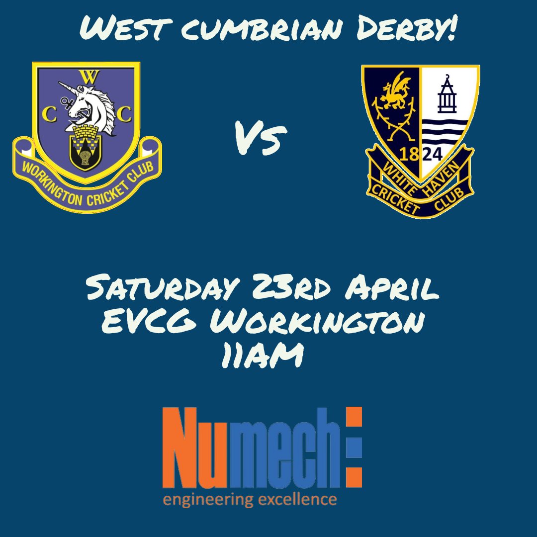 Workington Vs Whitehaven

Our opening league game of the season is this Saturday at home to <a href="/whitehavencc/">Whitehaven Cricket</a>

The bar will be open and some great cricket will be on show in what will be a fiercely competitive encounter!

It'll be great to have a big crowd down to cheer the lads on!