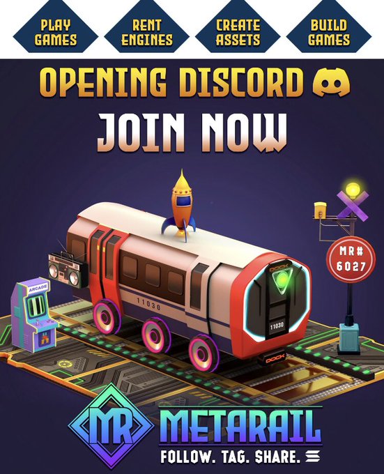?I am excited to introduce you to @Metarail_Sol 
✨10000 unique pieces of #nfts
✨20+ in-game utilities