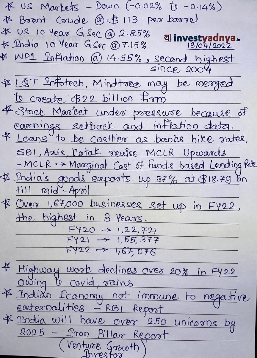 AdeParimal's tweet photo. Today’s Stock Market News - 19/04/2022! 
Plz do retweet for maximum reach 🙏🏻🙏🏻🙏🏻 https://t.co/W0JZX0L8Zu