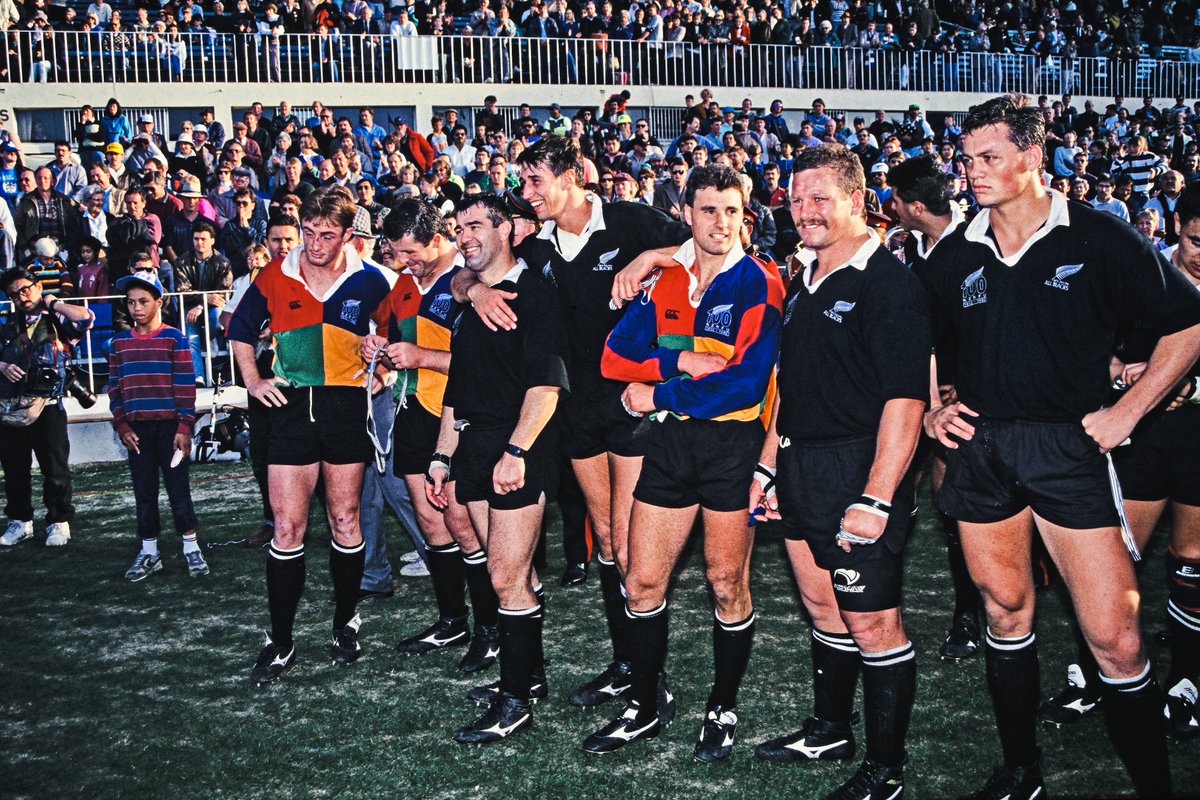 AllBlacks's tweet photo. 3️⃣0️⃣ YEARS AGO THIS WEEK | The All Blacks played three matches against a World XV, to mark the centenary of the New Zealand Rugby Union.
 
📺 Join us live at 7:30pm NZT on Thursday for a replay of the All Blacks v World XV – Game 2 (1992).

#NZLvWXV #CLASHOFTHECENTURY https://t.co/qU4qzmQpBd