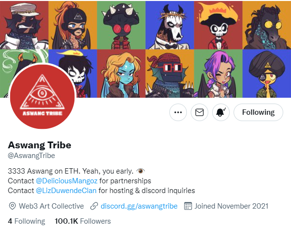 SmoothieG_'s tweet photo. 100k follower mark, it’s a mark that this is only the beginning, and there is much work and building to be done.

Community is still the heart of a project ✨

@AswangTribe @aswangnft @LizDuwendeClan @DeliciousMangoz 

#AswangNFT #AswangTribe #NFT #NFTCommmunity  #OpenSeaNFT https://t.co/tu5KOKplhN