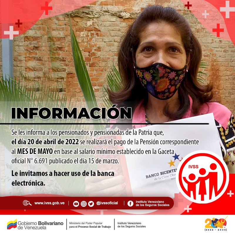 MagaGutierrezV's tweet photo. Con nuestro presidente @NicolasMaduro seguimos avanzando en la Seguridad Social. #20Abr pago de pensión ajustada al nuevo salario mínimo y más de 19 mil pensionados y pensionadas #PorUnSeguroMasSocial @ivssoficial @ConCiliaFlores @ViceSocialT_ve https://t.co/5gjG1wmIcU