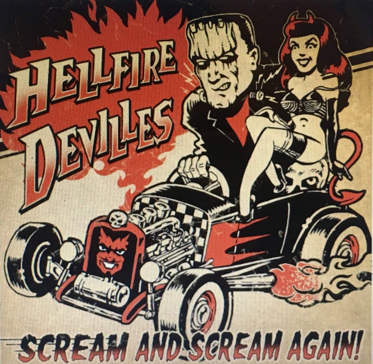 hellfiredeville's tweet image. You can stream or download our debut album, SCREAM AND SCREAM AGAIN, almost everywhere you can stream or download right fuckin' now !! #hellfiredevilles #rockabilly #psychobilly #killerbilly #rockandroll #NWKB #northwaleskillerbilly #screamandscreamagain #vincerayart #hotrods