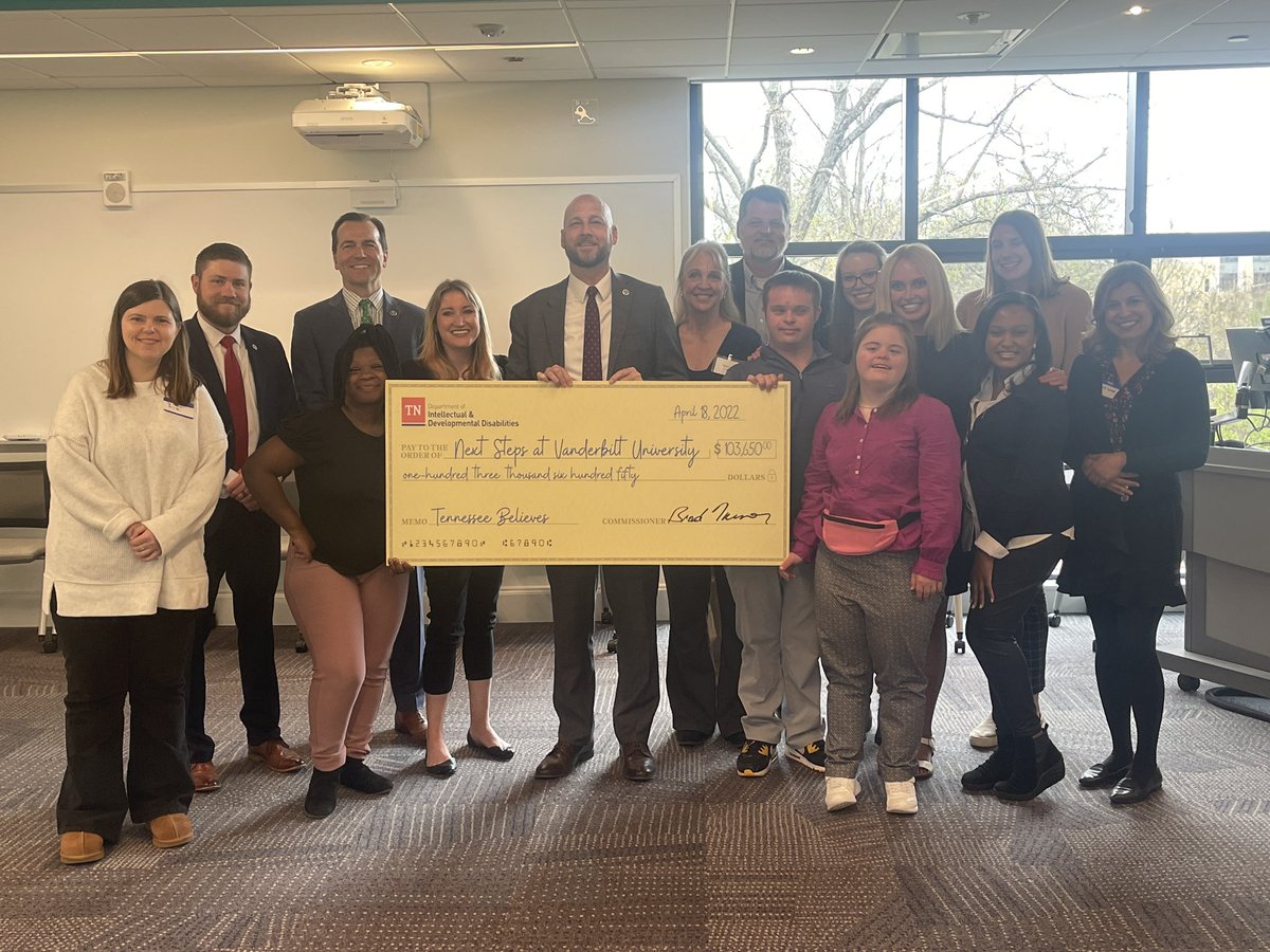 DDA_TN's tweet photo. We had the joy of presenting the first Tennessee Believes grant check to Vanderbilt University’s Next Steps program today 🎉 Congratulations @NextStepsatVU! https://t.co/WbWIN0UEd4

#TennBelieves #TNE1st https://t.co/uhdSgCdvCn