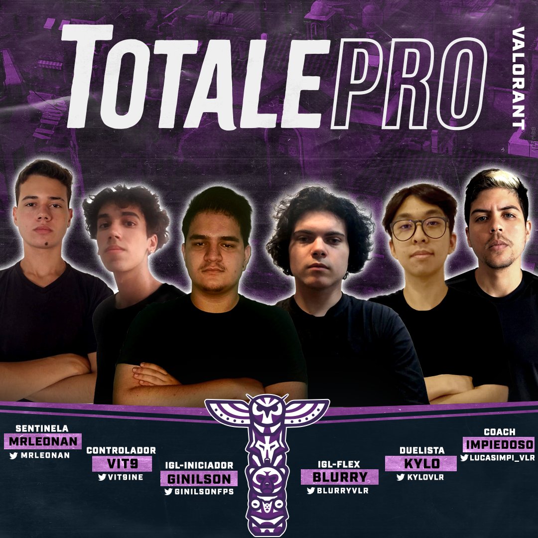 TOTALEggwp's tweet photo. Com muito orgulho e satisfação, conheçam a nova line-up de VALORANT da #TotalePRO:
Players:
@ginilsonfps
@blurryvlr
@kylovlr
@vit9ine
@Mrleonan
Coach:
@Lucasimpi_vlr
Acreditamos na (r)evolução, e eles estão aqui pra isso!
#GOTOTALE #valorantbrasil #vlrgg #valorantzone https://t.co/GMv8mEeCKV