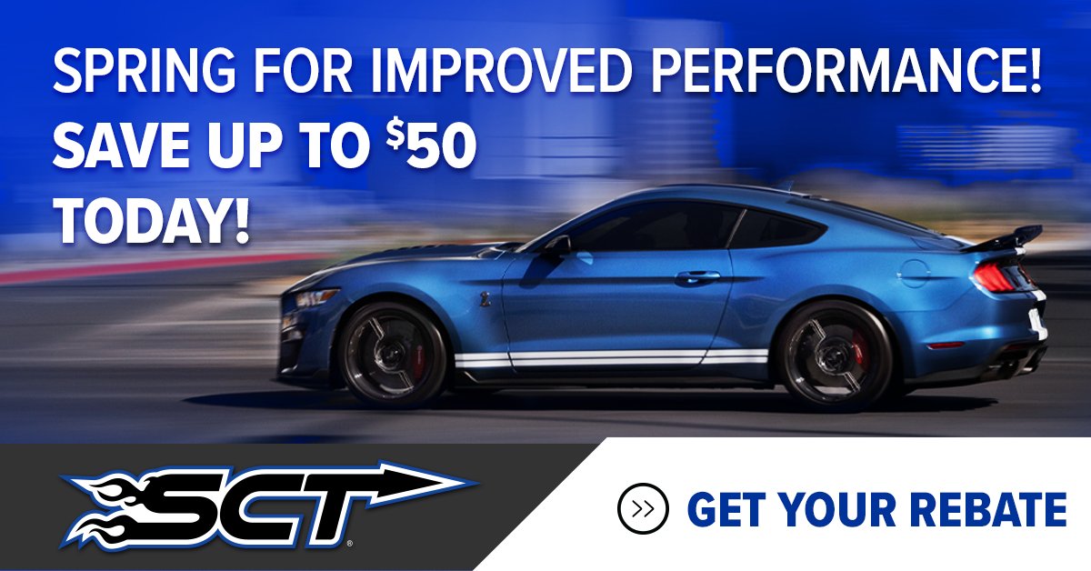 SCT Performance (@sctperformance) on Twitter photo There are only 2 weeks left for the SCT Spring Rebate! Order your new device from sctflash.com and submit your rebate to save up to $50. There are only 2 weeks left for the SCT Spring Rebate! Order your new device from sctflash.com and submit your rebate to save up to $50.