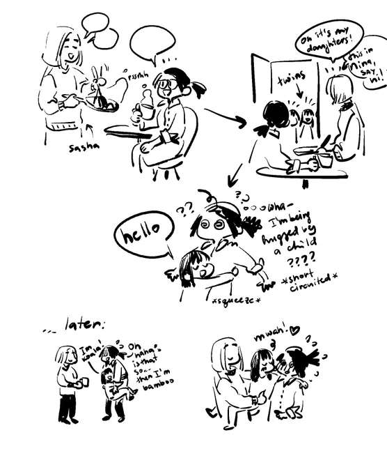 Silly doodles of me being short-circuited by children 