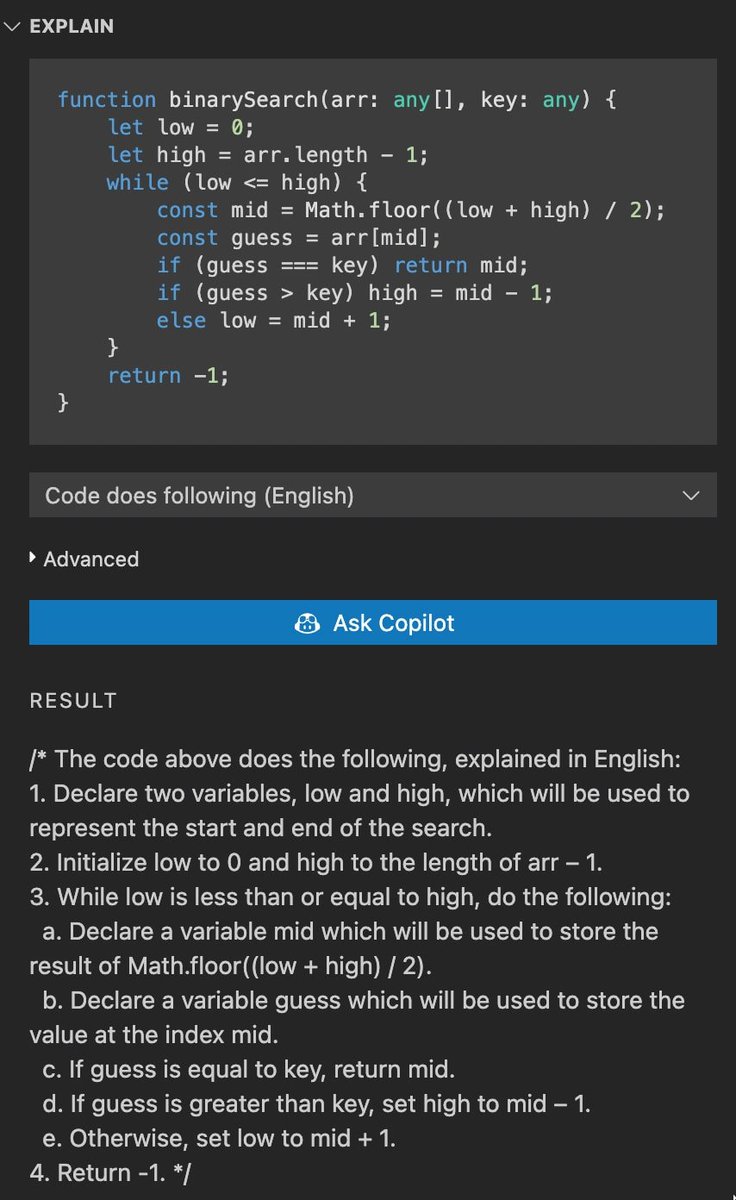 Dmitry Lyalin (@lyalindotcom) on Twitter photo A wonderful blog by <a href="/blackgirlbytes/">Rizèl Scarlett 🇦🇬🇬🇾</a> on using GitHub's Copilot to write and translate a "Binary Search Algorithm". Copilot is such amazing tech!
dev.to/github/use-cop… A wonderful blog by <a href="/blackgirlbytes/">Rizèl Scarlett 🇦🇬🇬🇾</a> on using GitHub's Copilot to write and translate a "Binary Search Algorithm". Copilot is such amazing tech!
dev.to/github/use-cop…
