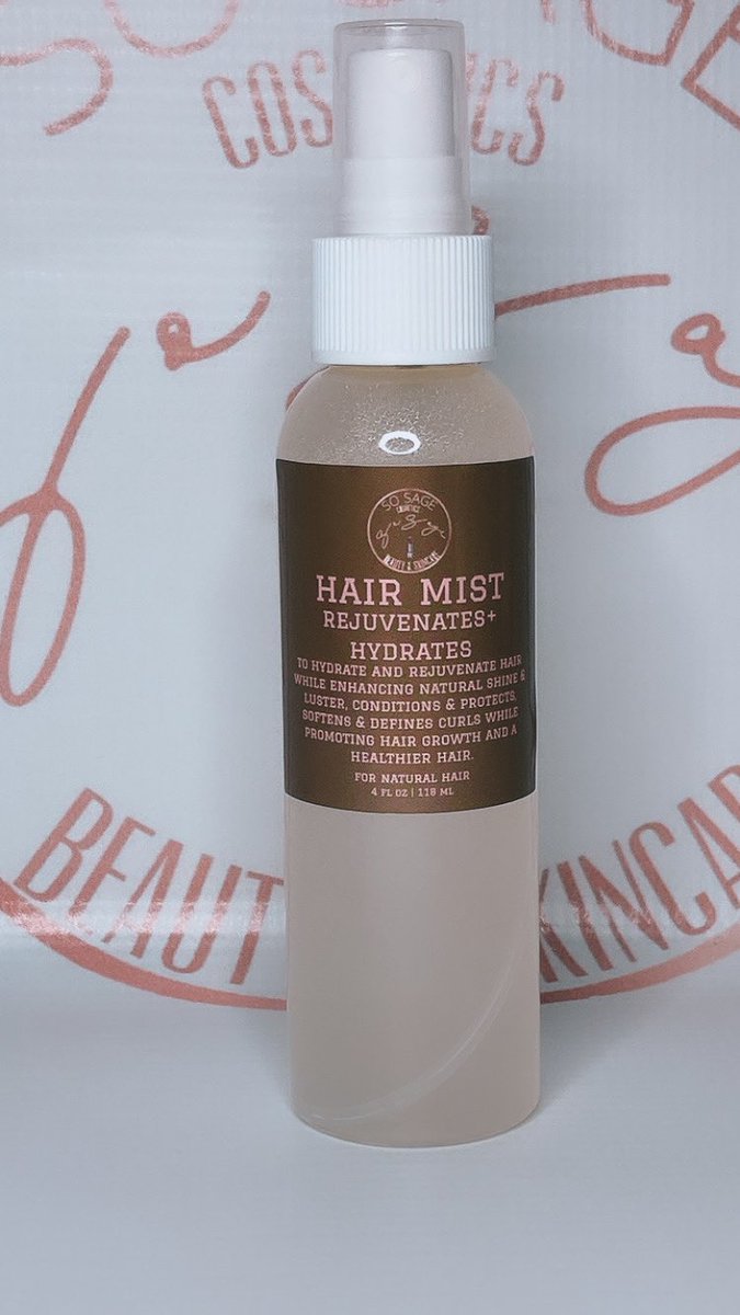 SoSageCosmetics's tweet photo. So Sage’s Hair Mist 🤎
Rejuvenates + Hydrates
•
•
•
Use as needed to hydrate and rejuvenate hair while enhancing natural shine &amp; luster. Also conditions &amp; protects, softens &amp; defines curls while promoting hair growth and a healthier hair

SHOP ONLINE: https://t.co/re5Awbu4jb https://t.co/t2fXHCEjGg