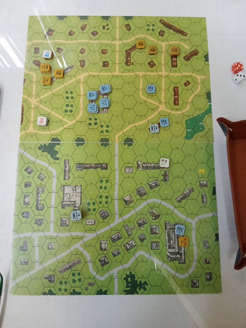 hexandcounter's tweet photo. Played face-to-face one of my favorite SK scenario S53 Workers Unite! Germans were able to sneak across the flanks to the farest Victory building and secure it while slowly clearing two others in the rear. Almost half of both OOB died in Melees. https://t.co/YftZQbnGEW