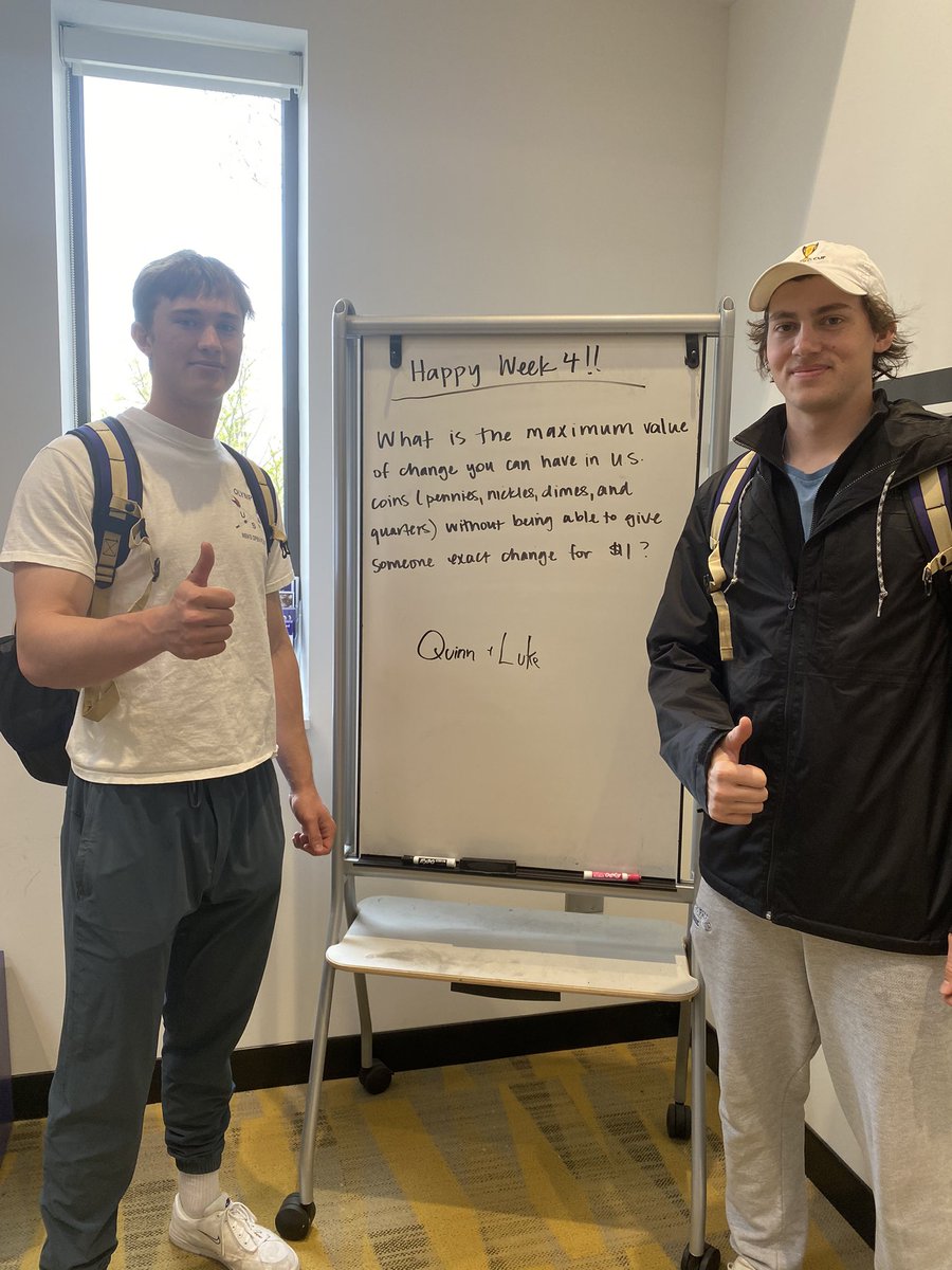 UW_LEAP's tweet photo. It’s all ☺️ and 👍 here as we’ve got a couple of new co-champs - shouts to Week 4 #RiddleMasters Quinn Hall and Luke Henry of @UW_Rowing! https://t.co/t2Yotnx9z2