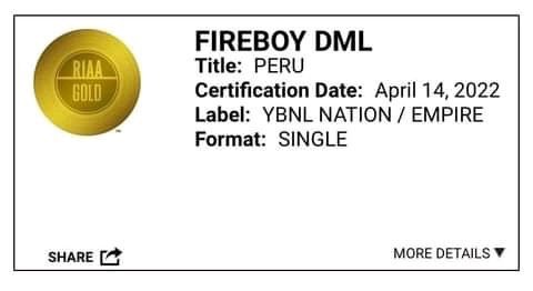 RT @Firecitizens_: .@fireboydml’s Peru is now certified gold in the US https://t.co/jtbptmtKSw