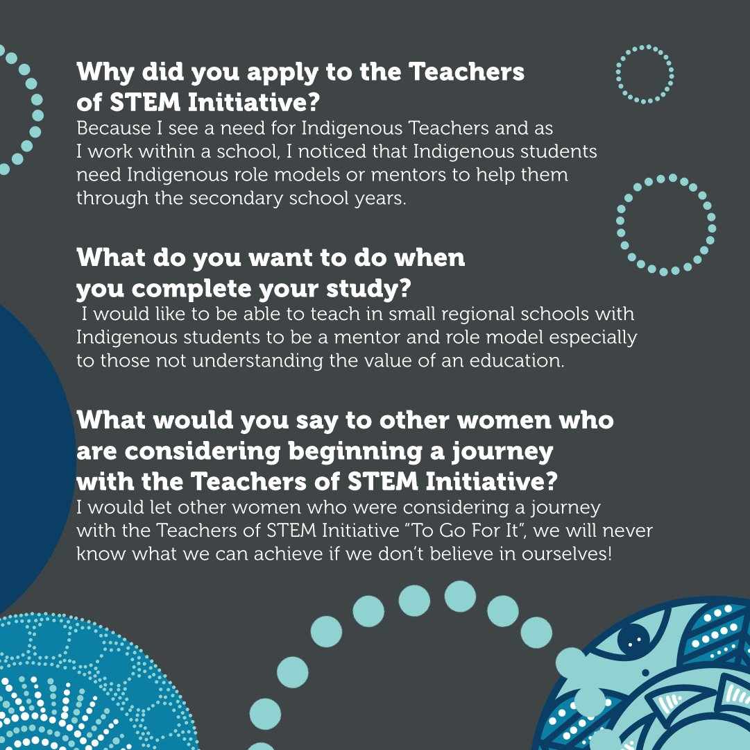 StrongerSmarter's tweet photo. Kathy Ratcliff is from Gayndah (Wakka Wakka) and completing a Diploma of Teaching through #TeachersofSTEMInitiative.
Kathy joined ToSI to be an #Indigenous role model & mentor to Indigenous students.
Start your own #ToSI journey today
https://t.co/KB4i78NxpA
@indigenous_gov https://t.co/gFrwhMYhlR