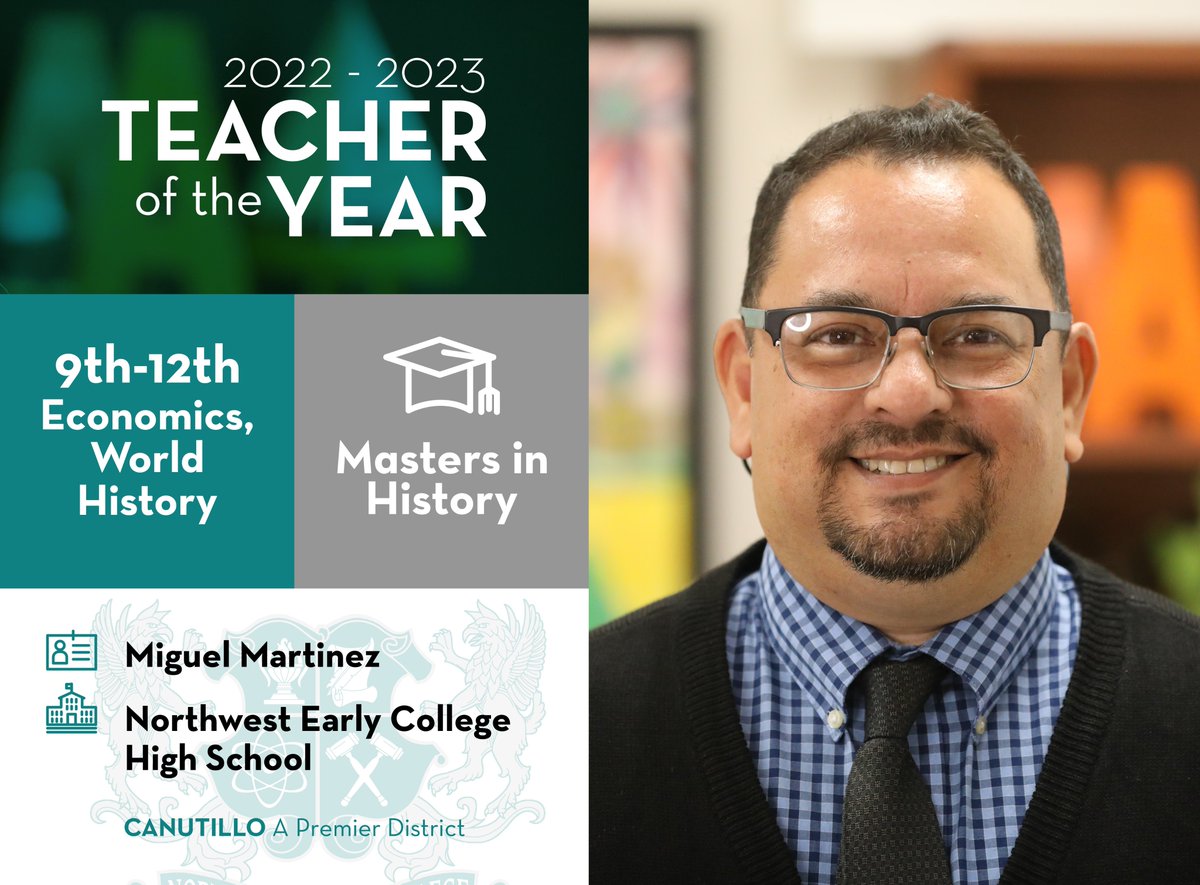 👏 🎉 ⭐️ Congratulations to the 2022-2023 Teacher of the Year at Northwest Early College High School! ⭐️ 🎉 👏  

Miguel Martinez is a ninth through twelfth-grade economics, dual credit and tenth-grade advanced placement World History teacher.