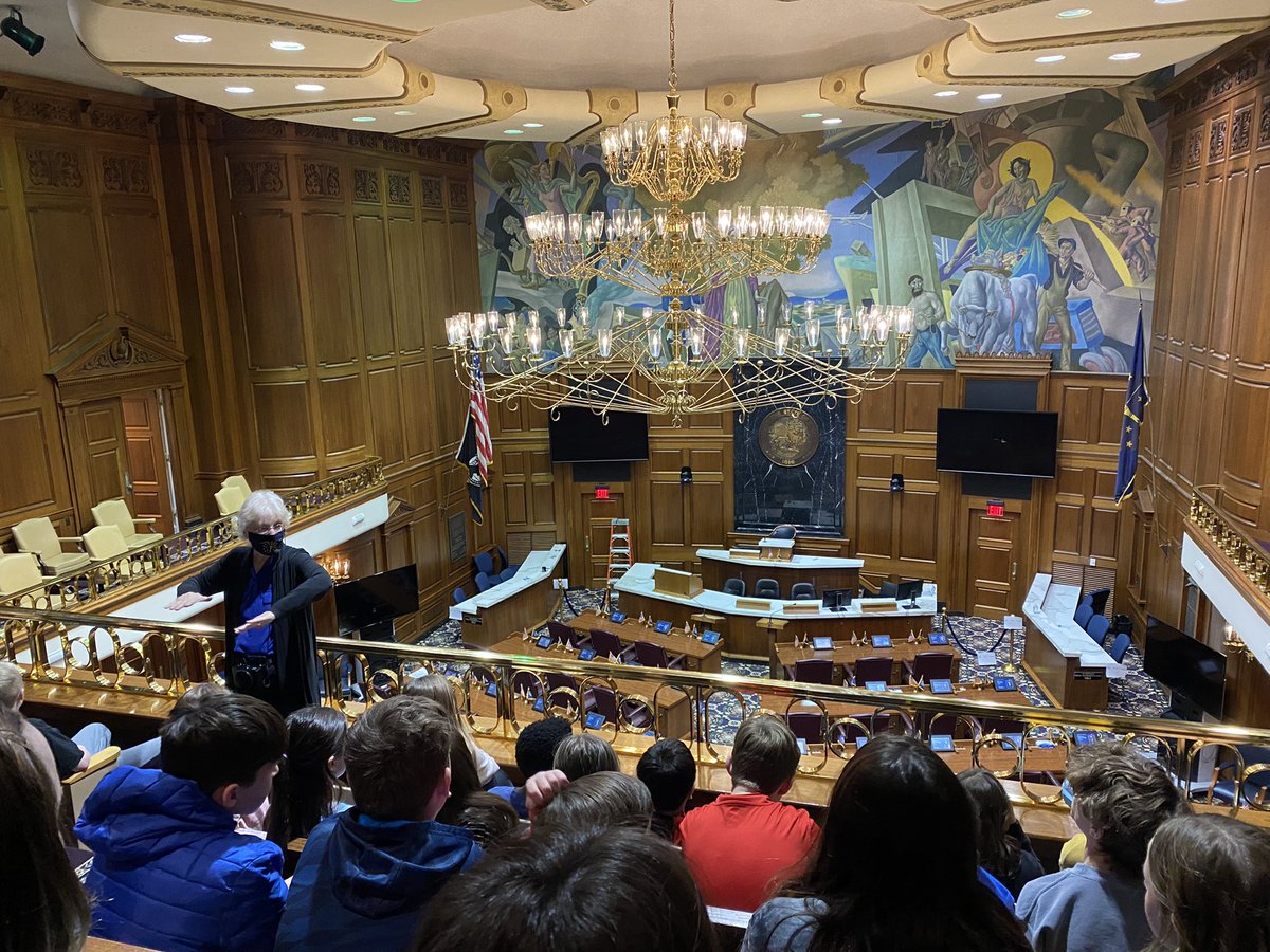 LeffersCES's tweet photo. Social studies comes alive when you visit the Indiana State House. Thank you, @ToddRokitaIN @SenatorJDFord, for welcoming our class and giving us a glimpse of government in action.  @CE_Tigers @myccs https://t.co/yvxBRVz5P4