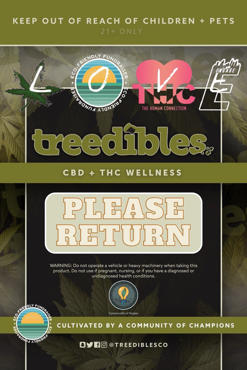 #420 PSA: Thank you for all of your support everyone! Remember, “PLEASE RETURN” your <a href="/treediblesco/">TreeDibles Co.</a> / <a href="/ecofriendlyfun/">ECO FRIENDLY FUNDRAISER</a> packaging to show us some eco-friendly love, and we’ll show some eco-friendly love in return on 4/20 at 4:20PM at 420 W Broad St <a href="/workshoprva/">WorkshopPopUp.com</a> ! 🌱♻️💥✅🚀 #Love