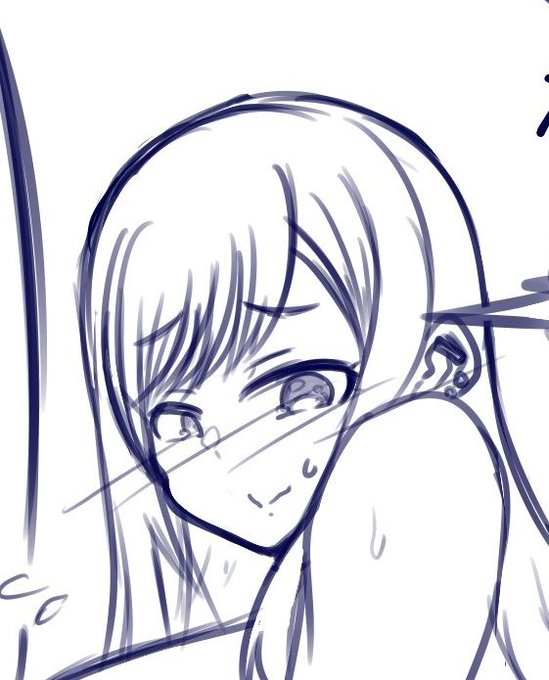 こないだ海夢ちゃん描いた時もラクガキ時点ではFA参考にしてたんですけど線画する時に公式画像見てみたらなんか違ってて、よくよく調べてみたら参考にしてたイラストは左耳に思いっきりかかるくらい髪の毛太かったけど公式絵だと絶対掛からない細さと位置だったんですよね。 