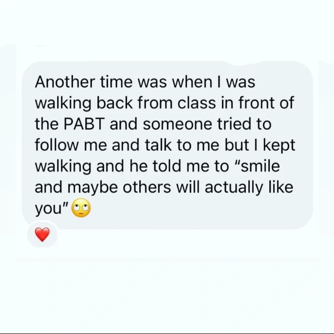 catcallsofnyc_'s tweet photo. The classic, "women need to smile" comment. Women don't owe you anything and they definitely don't owe you a smile. #stopstreetharrassment #catcallsofnyc #stoptellingwomentosmile https://t.co/KpTYyJI5vb