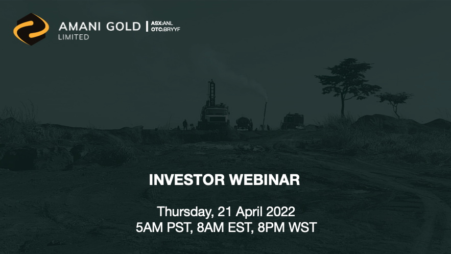 Amani_Gold's tweet photo. This Thursday @Amani_Gold CEO Conrad Karageorge @CGMKara is hosting an investor webinar on recent drilling at our Kebigada Project. 

Date: Thursday 21 April
Time: 5am PST, 8am EST, 8pm WST (GMT+8)

You can access to the webinar via the below Zoom link:
https://t.co/A5xmL0eG1Y https://t.co/64UH75zp89