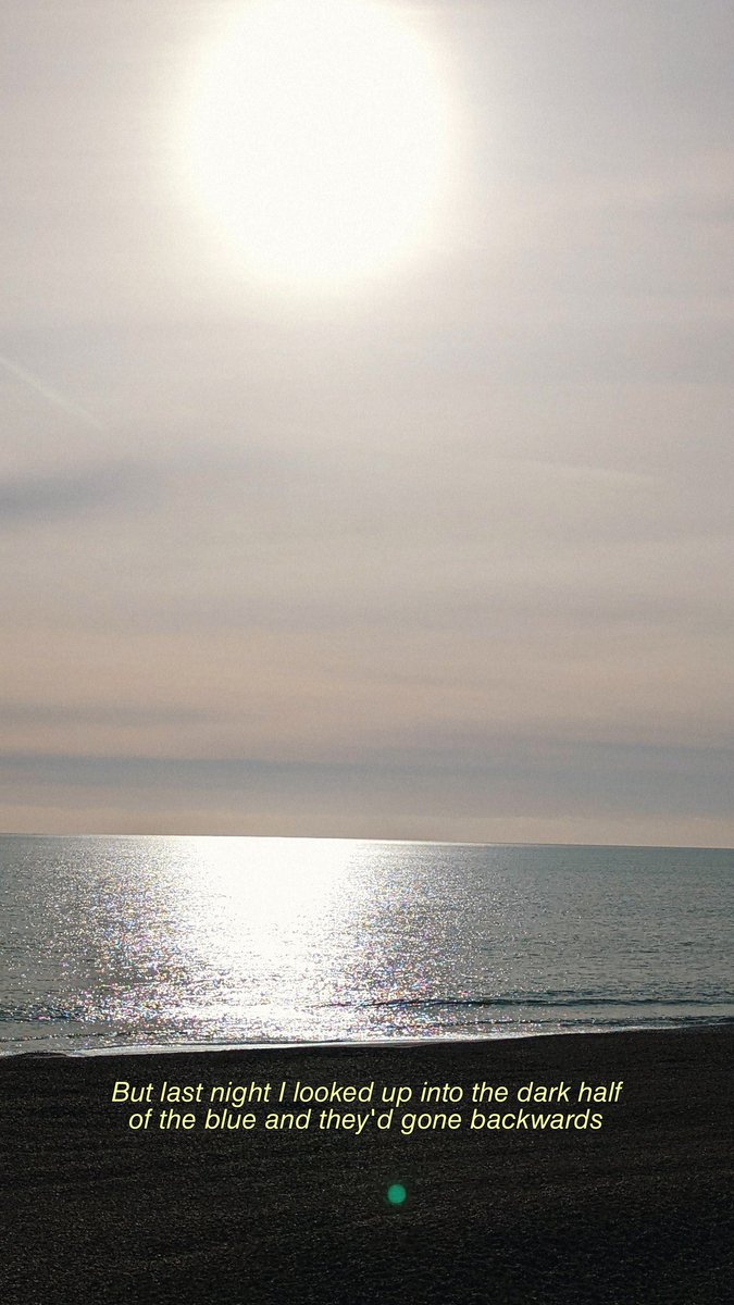 BenJieStills's tweet photo. But last night I looked up into the dark half of the blue and they'd gone backwards.
Lyric edit of Stuck on the puzzle
By Alex Turner.
(Swap to continue lyrics.)
#lyricedits #lyrics #submarinefilm #stuckonthepuzzle #endlessviews #thehorizon #theseaside #freshseaair https://t.co/Qc0EizclHE