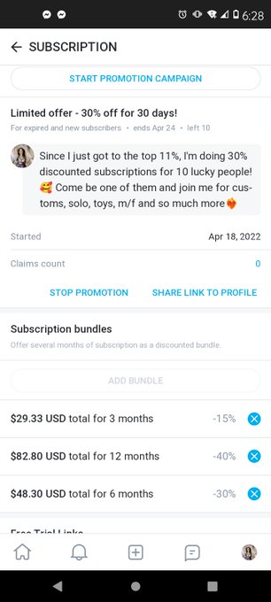 Just made Top 11%! So I just started a 30% discounted subscription🥰 come check out my page and what I<a href="/tag/website"class="tags"><span>#website</span></a><a href="/tag/promotions"class="tags"><span>#promotions</span></a><a href="/tag/sugarbaby"class="tags"><span>#sugarbaby</span></a><a href="/tag/niteflirt"class="tags"><span>#niteflirt</span></a><a href="/tag/onlyfans"class="tags"><span>#onlyfans</span></a>