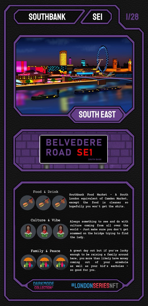 darkmodeproject's tweet photo. The real-world #P2E game you don't want to sleep on... 

Coming for you #Southbank.

#nfts #nftproject #playtoearn #play2earn #crypto #P2EGame #LondonSeriesNFT #London https://t.co/WUCAGShqLp