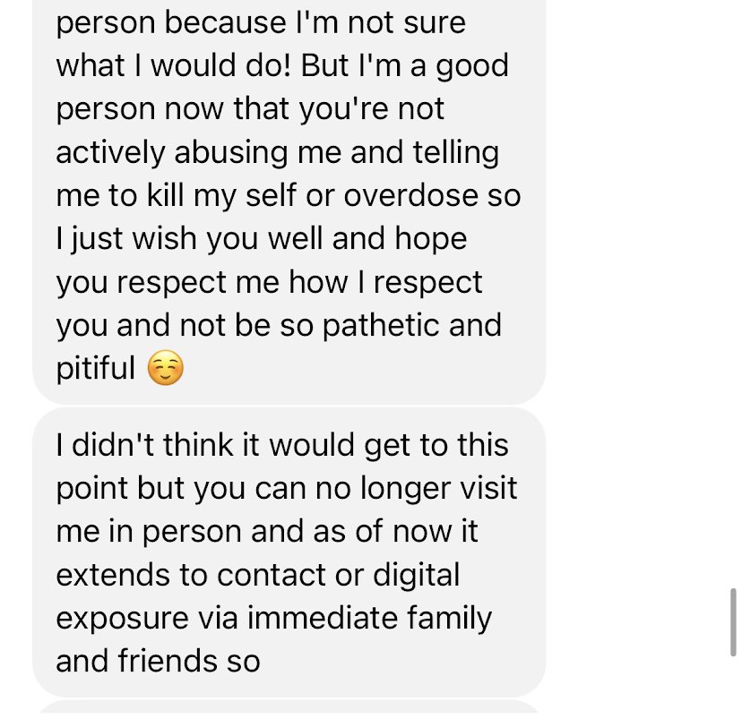 ryanchxw's tweet photo. Show literally the rest of the screenshots you post bro this is why ur shit didn’t fly in court. Constantly faking texts and faking contexts to prove a point. Wait so how did you prove involvement? Didn’t the judge say you couldn’t assume things you didn’t know? Why do you keep https://t.co/3glESTQzhz