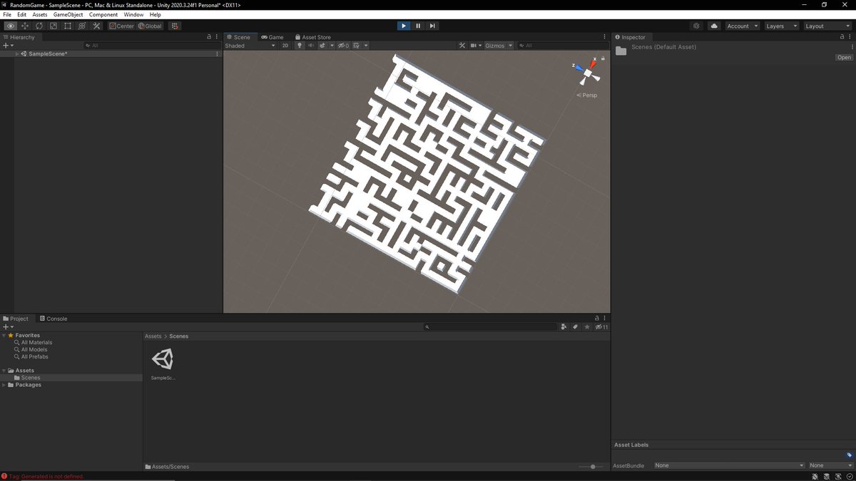 GuyPrograming's tweet photo. Day 97 of #100DaysOfCode;
Random Maze Generation in Unity
(⓿_⓿) https://t.co/MaSun2wdJd