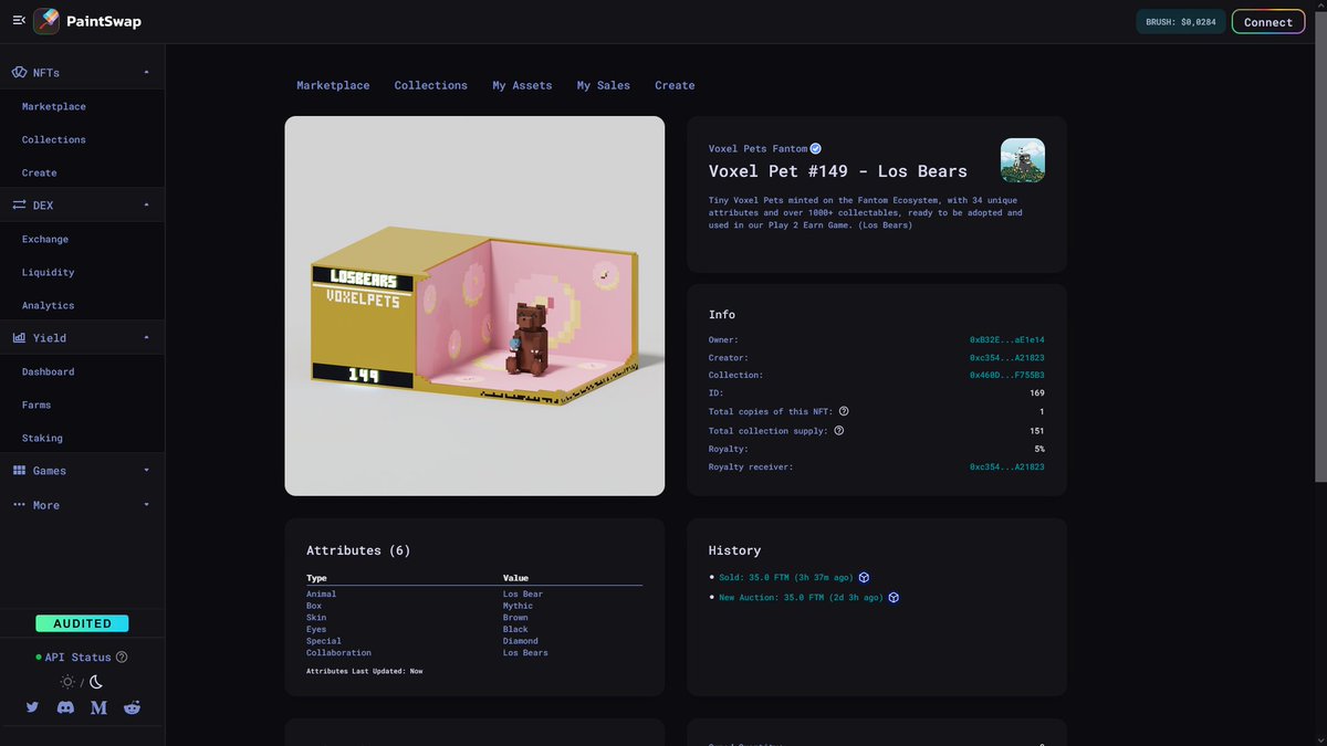 LosBearsNFT's tweet image. This cute exclusive @VoxelPetsFTM x @LosBearsNFT just was sold at auction for 35 #ftm on @paint_swap 

To have the chance to win one of them check out our EASTER SPECIAL🥚🐇 which is LIVE 
more informations about the easter special on our discord server: discord.com/invite/URXdWPQ…