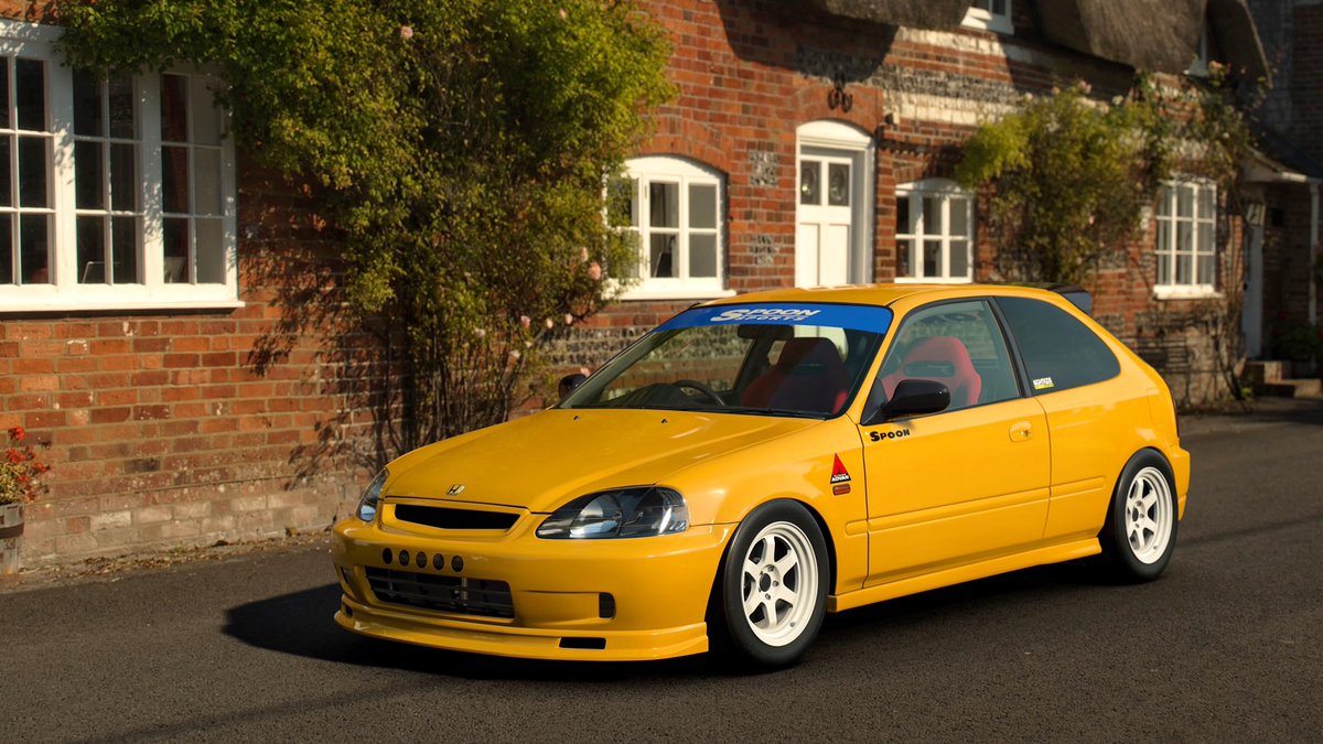 gizmo_kun__'s tweet photo. Some new shots of my irl car. Just wish I could change a couple things and it would be perfect. #GranTurismo7 #PS5 #Honda #Civic #b16a2 https://t.co/VjqvoeiYs6