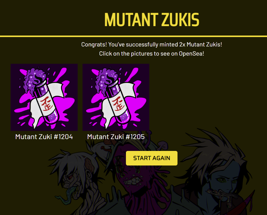 maxtroverse's tweet photo. Can't wait to reveal my Mutant Zukis on Wednesday. Check out this project, public mint is still live๐
@0xZuki #MutantZukis #0xZuki #YellowArmy #OperationRaven https://t.co/qILXcl1Fn4