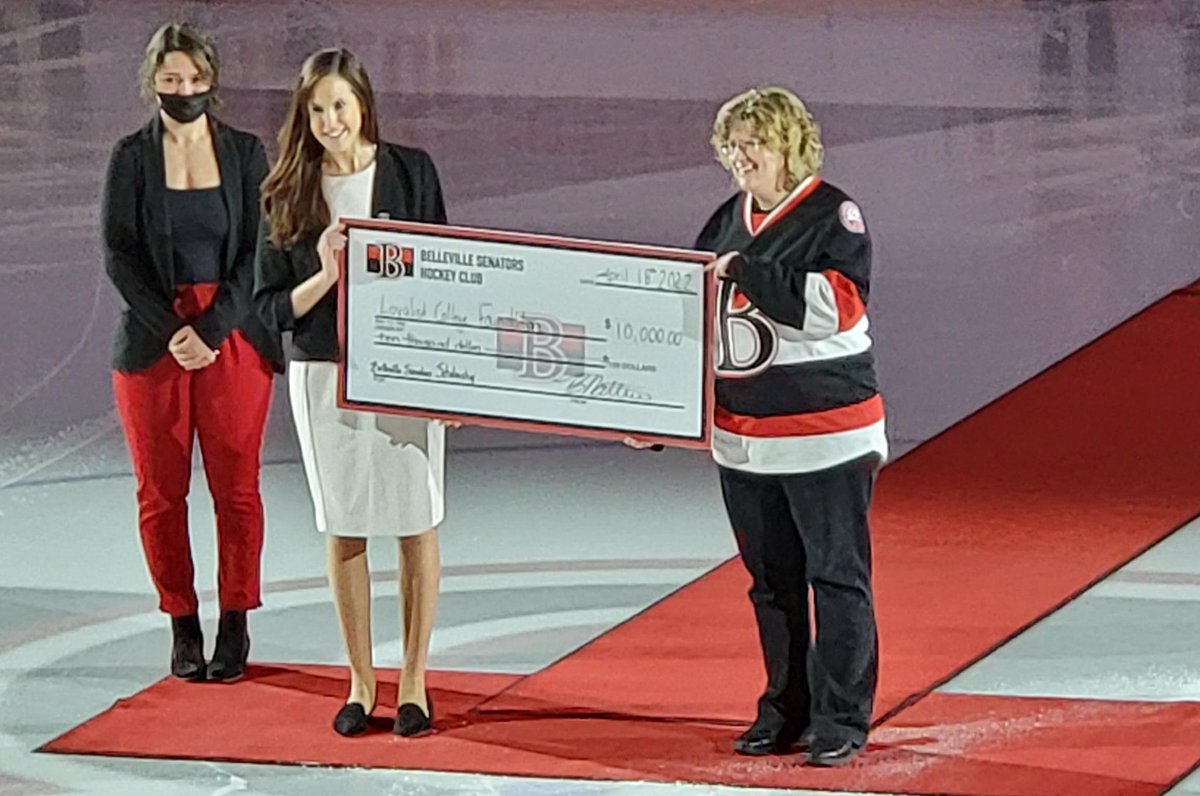 Thank you <a href="/BellevilleSens/">Belleville Senators</a> for contributing $10,000 to the <a href="/LoyalistCollege/">Loyalist College</a> foundation. This annual contribution will benefit four <a href="/LoyalistLancers/">Loyalist Lancers</a> student athletes who are active in the community. #SmallGivesUsThePowerToDoBigThings #GreatPlaceToBe #ThankYou #AmazingStudents