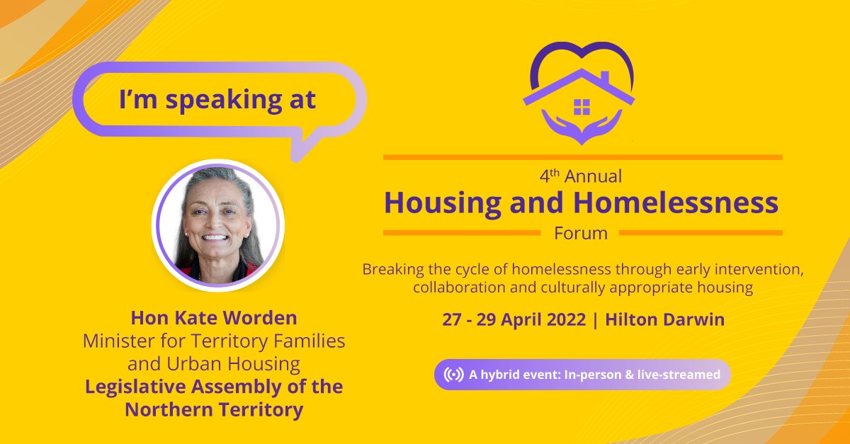 AkoladeAust's tweet photo. Don't miss Hon Kate Worden's session at the National Housing and Homelessness Forum on 27-29 April 2022 at Hilton Darwin. Register here: https://t.co/33HdS3qxZn
#HousingandHomelessnessForum
#ThirdSector https://t.co/EVH9HXVQvY