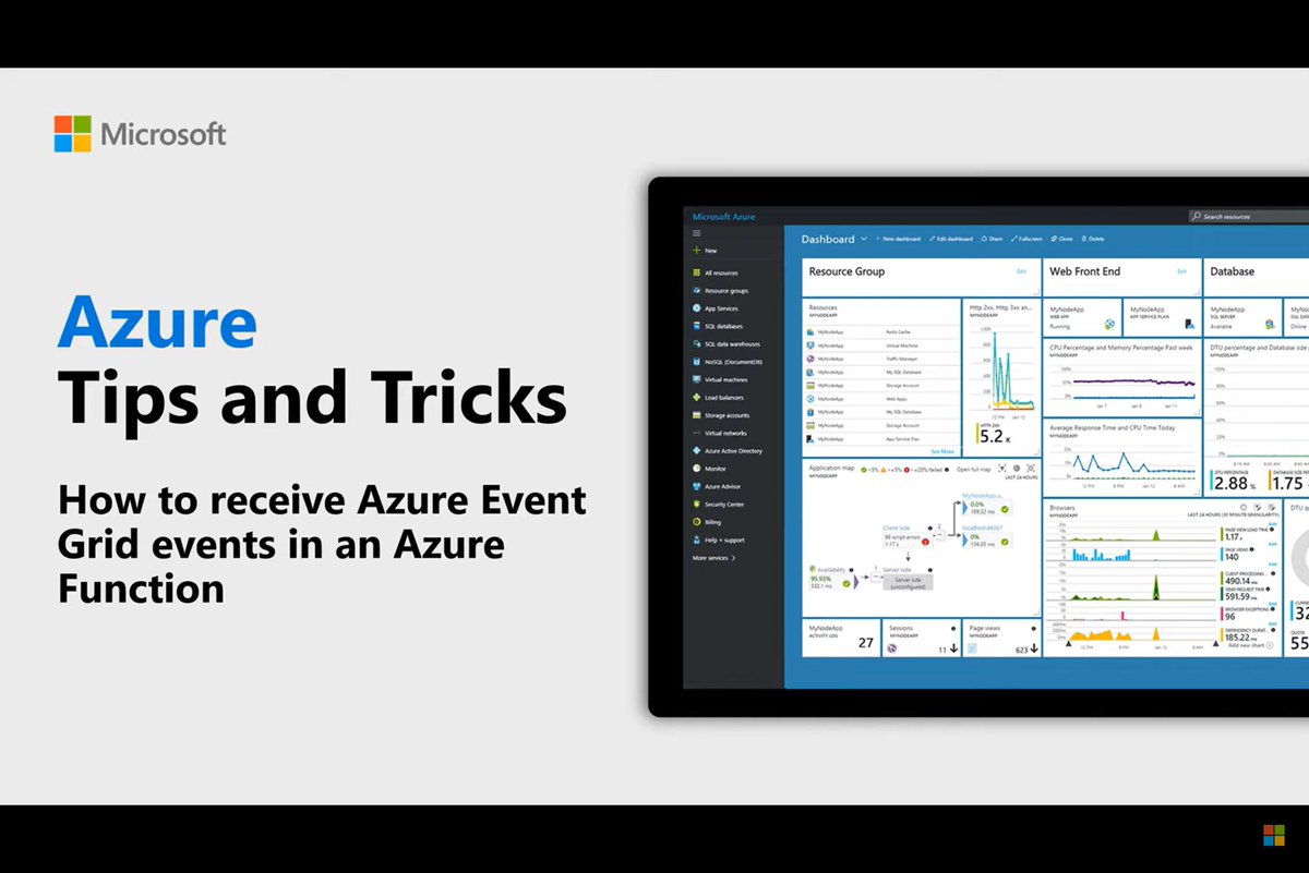 AzureSupport's tweet image. In this #AzureTipsAndTricks episode, you learn how to receive #Azure Event Grid events in an Azure Function. Check it out now: msft.it/6018w2wjM