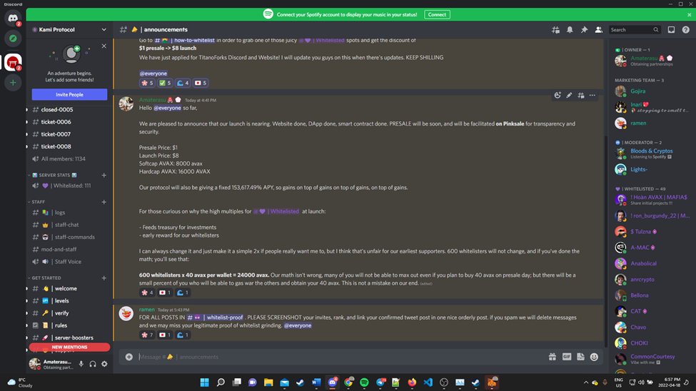 kami_protocol's tweet photo. So, somehow we got 1200 members in 2 hours after opening the discord; and 110/600 whitelisted already. Nice. https://t.co/dDJXmagyIi