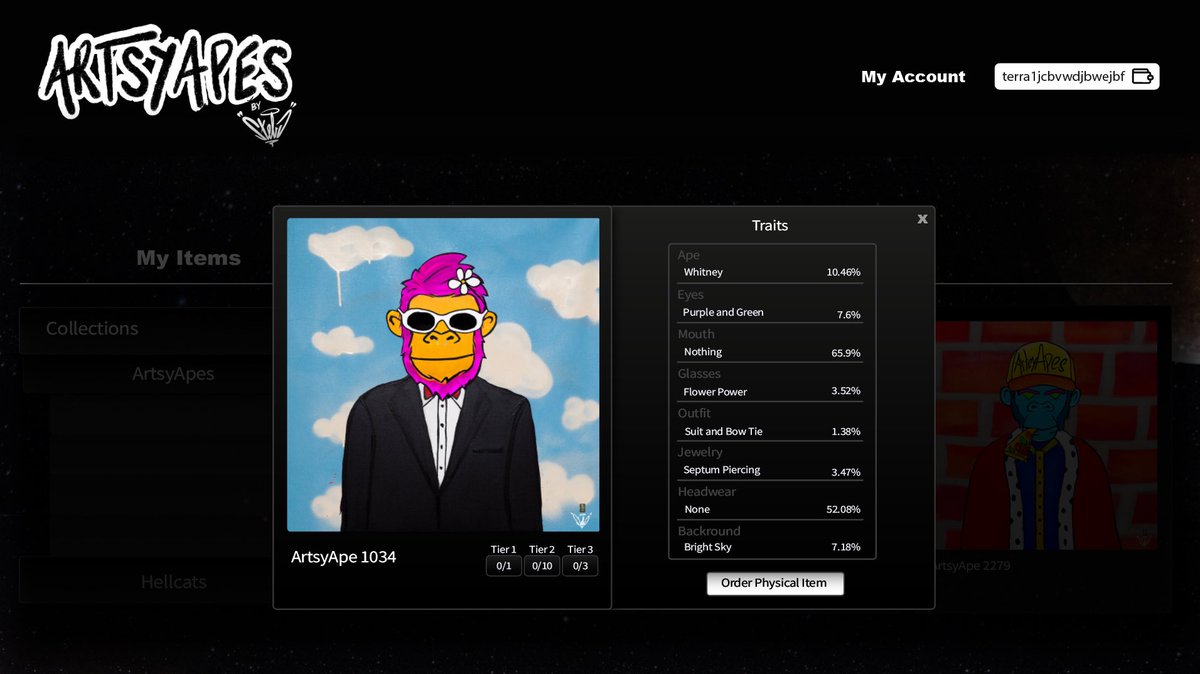 ARTSY_APES's tweet photo. Preview #4: Ape Selection. They are rising - It‘ll be Easter all year. 🐣
Select any Ape in your Inventory after connecting your Wallet to the #Shop, then choose your Tier and wait 🕊 @luart_io https://t.co/eU6hoh0XoC
