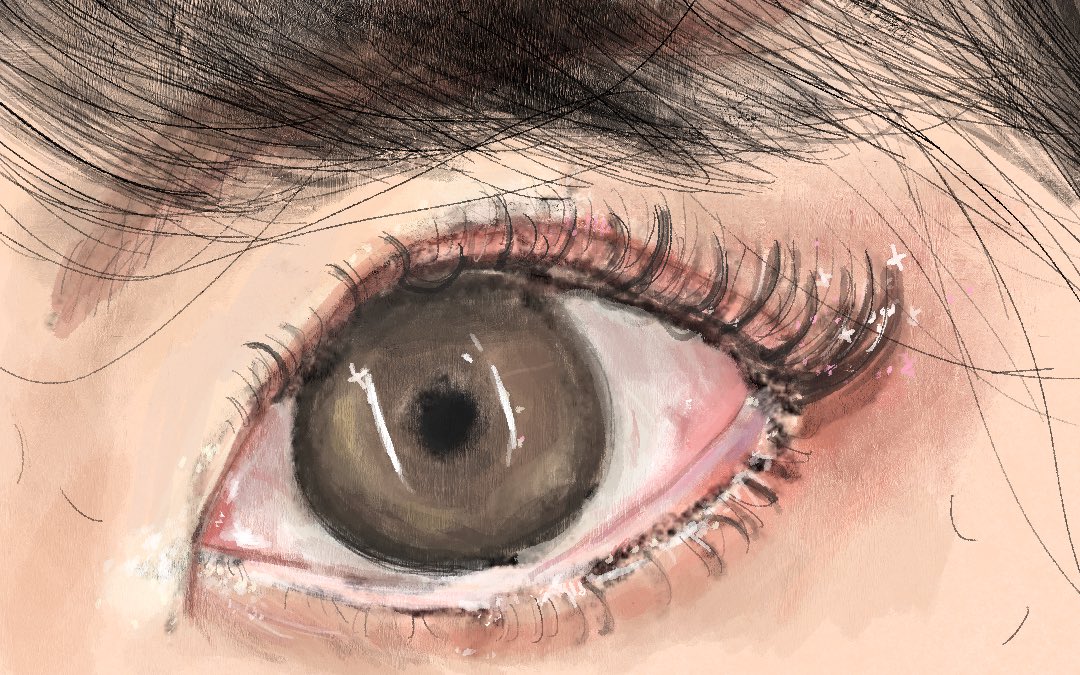 eye focus solo close-up 1girl looking at viewer brown eyes eyelashes  illustration images