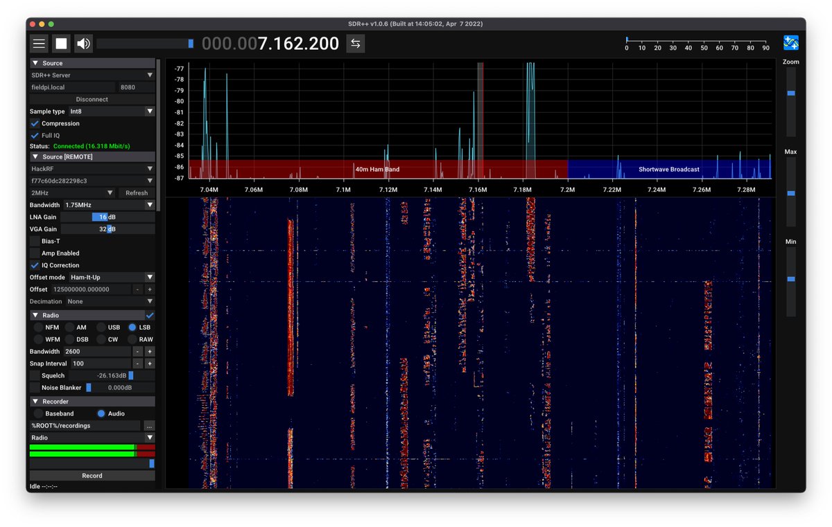 aromond2001's tweet photo. Just a little listening tonight... #hamitup #hackrf #randomwireantenna https://t.co/3xc0lPTDC8