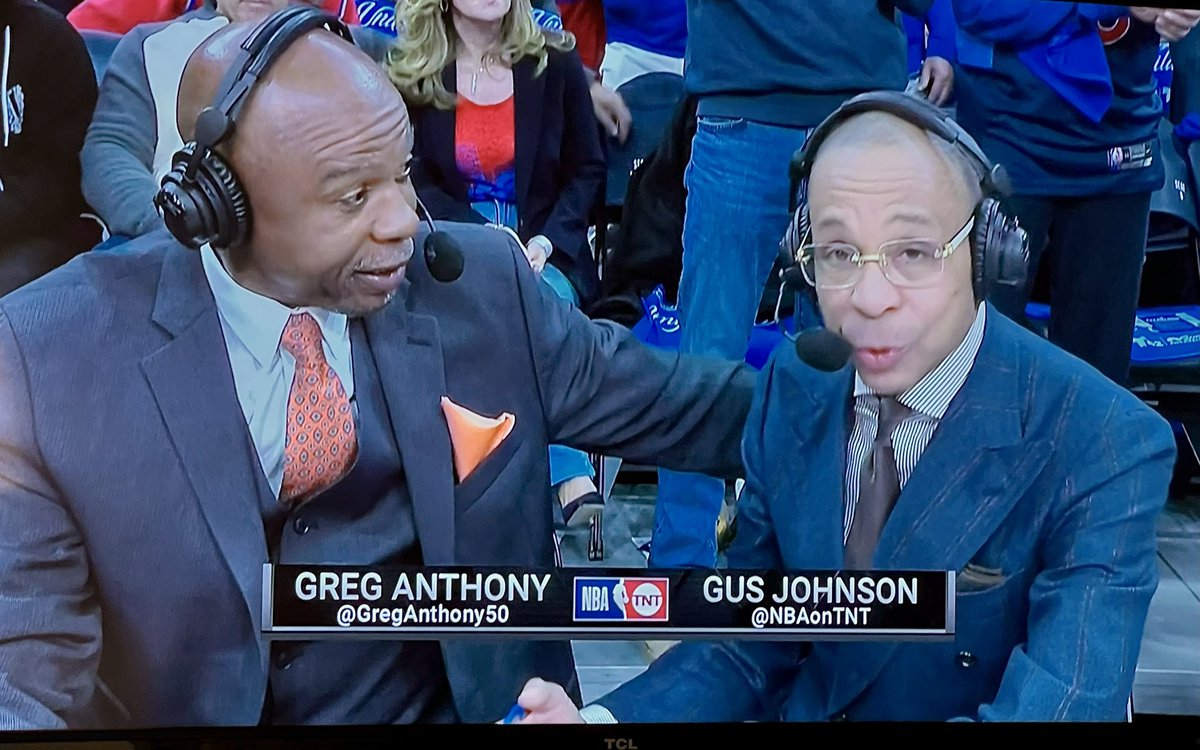 WesDurham's tweet photo. All the others step aside…the originator is on the air tonight from Philly! #GusAlert @NBAonTNT https://t.co/K8QHqc2hq9