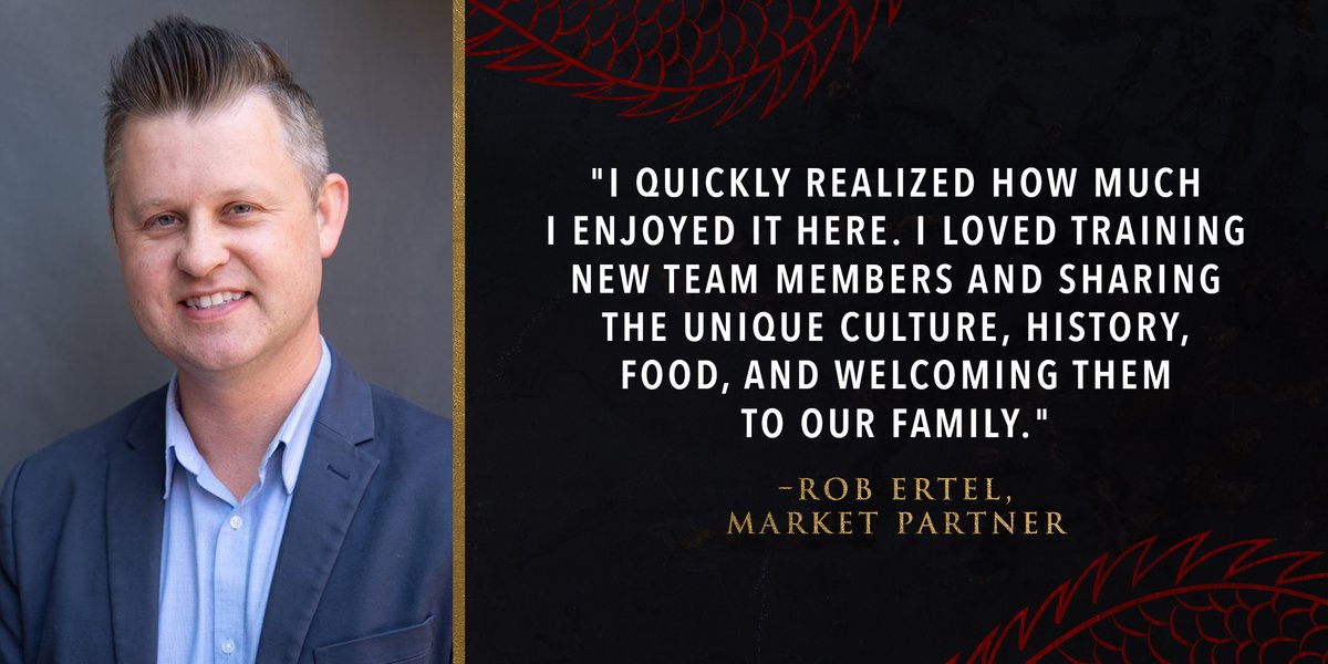 PFChangsCareers's tweet photo. From Server to Market Partner, Rob has seen a lot of growth and change during his 19 years with P.F. Chang’s. The glue holding it all together? A welcoming and supportive company culture. Join the team https://t.co/X3UMY0OqfK. #pfchangs #nowhiring #careers https://t.co/08Uw7AWcRY