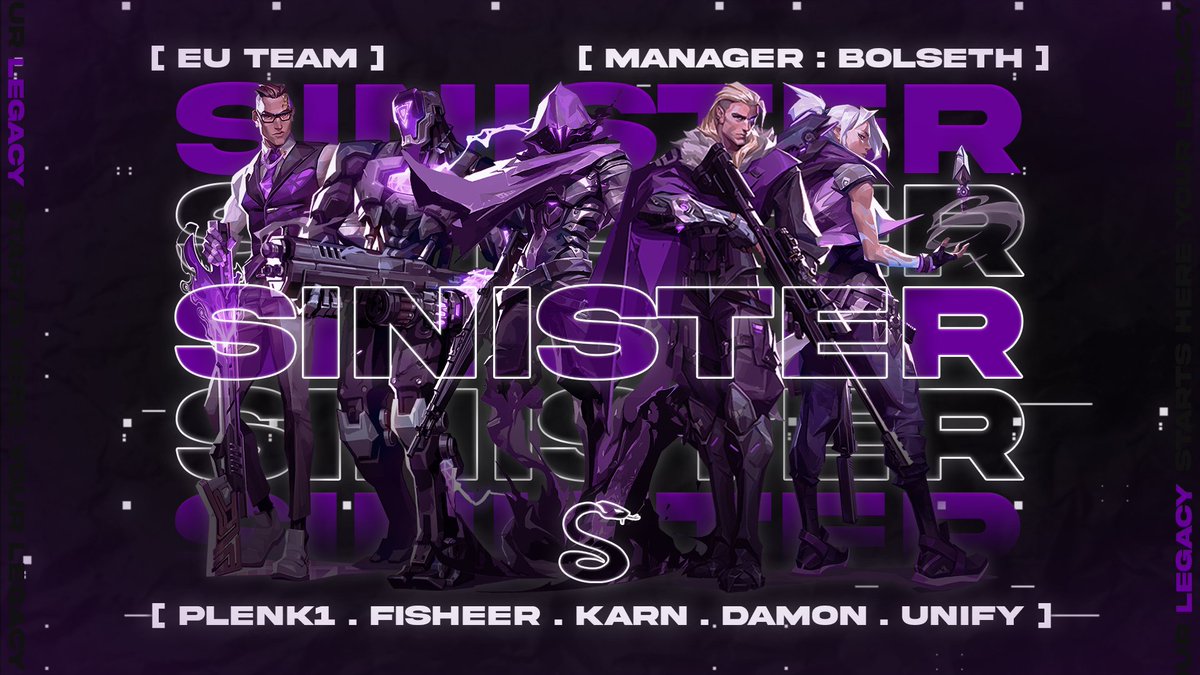 Introducing our Main roster

@karnVLR IGL / Controller
<a href="/unify_val/">unify</a> Duelist
<a href="/Plenki11/">Plenki1</a> Sentinel
@SiLee_VAL Iniator
<a href="/13Fisheer/">Fisheer</a> Iniator / Flex 

Keep your eyes out for this Sunday as we have something planned out👀👀