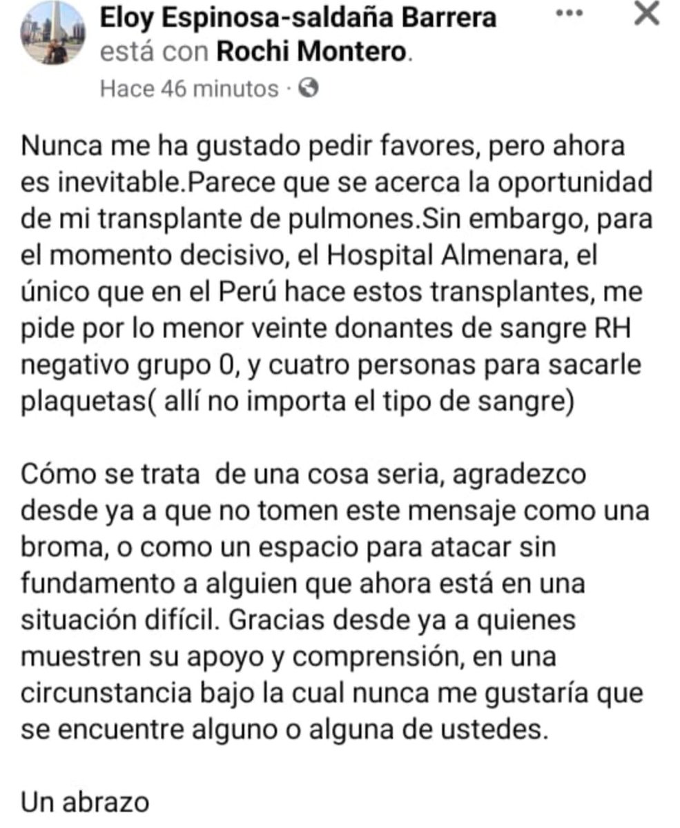 eloymarchan's tweet photo. Mensaje que el magistrado Eloy Espinosa-Saldaña acaba de poner en su cuenta de Facebook: https://t.co/dSP6yQvCNu