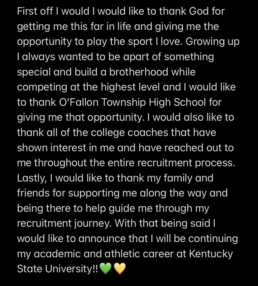 BDarough's tweet photo. Next Up!💚💛 @KYSUFB @coachviger https://t.co/tg2EYUwOkL
