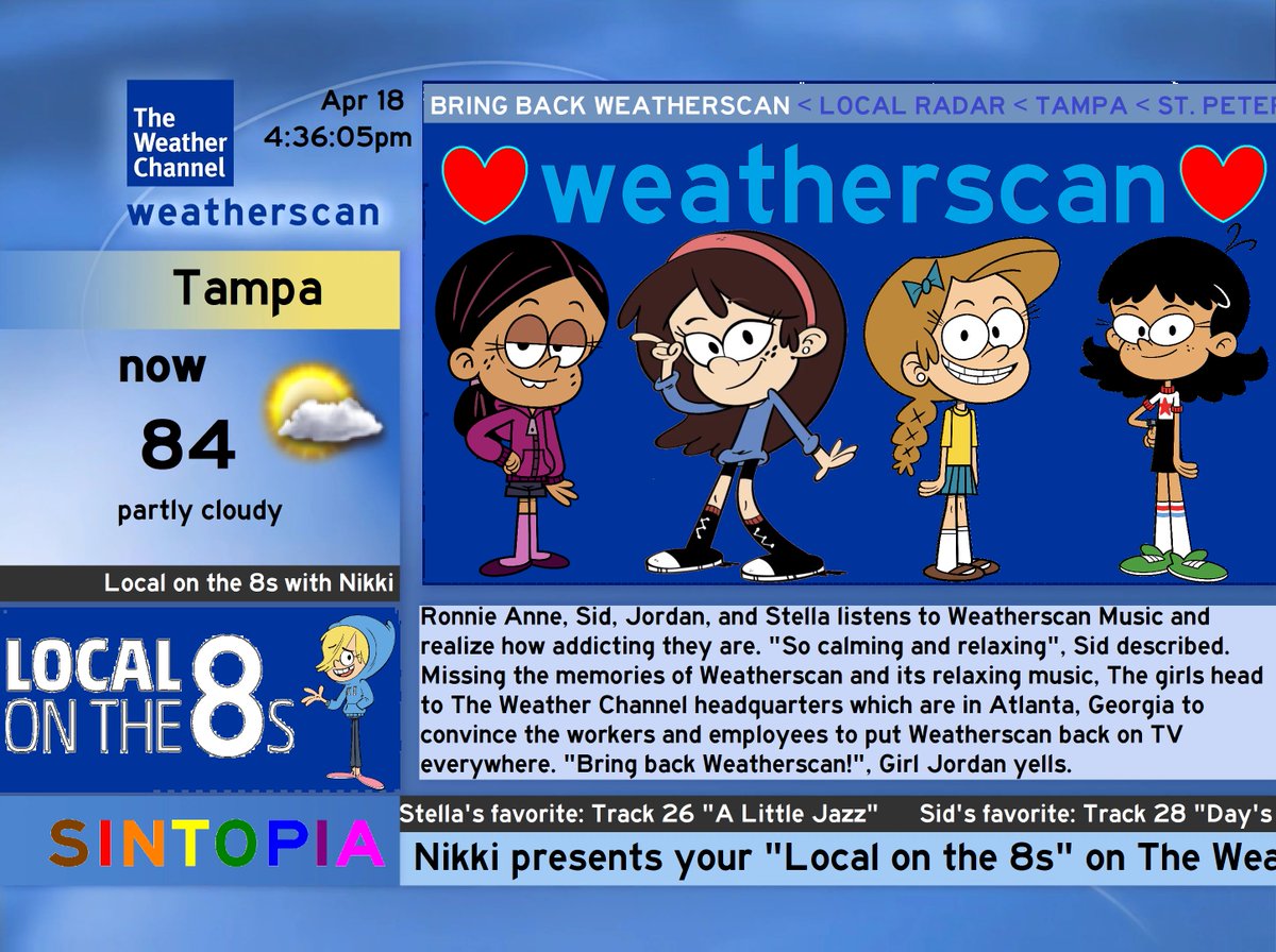 BlandingCassatt's tweet photo. #RonnieAnneSantiago #SidChang #GirlJordan and #StellaZhau presents #BringBackWeatherscan. Nikki joins to host the "Local on the 8s" on #TheWeatherChannel. The girls from #Nickelodeon's #TheLoudHouse and #TheCasagrandes visit TWC's HQ in Atlanta. "We ❤ #WEATHERSCAN". https://t.co/uSEQiGXUch