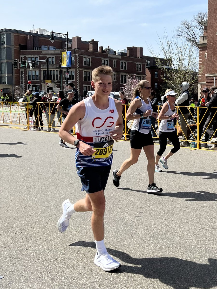 All smiles at mile 25 for Tucker Winstanley!! Thank you for supporting the <a href="/CoreyFoundation/">Corey C Griffin Foundation</a>, Tucker!! You absolutely crushed it!!