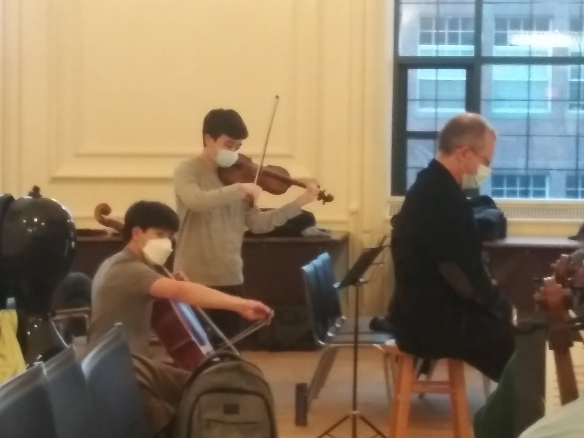 At rehearsal, Joe MacDonald, violin, and Hayden Idson, cello. Don't miss their superb performance this Sun, 4/24, 3pm at An Afternoon of Blissful Brahms--get your tickets now at wphil.org!