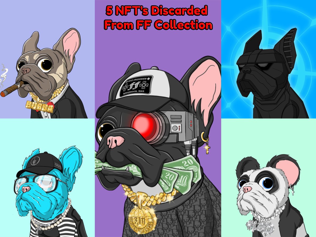 fancyfrenchnft's tweet photo. Staking is heating up with over 1K+ Frenchies locked up. We have discarded these 5 Fancy NFT's 4 1/1's and 1 attribute. Tomorrow we announce what we are doing WEEKLY to cut supply down even more. WOOF WOOF!!! https://t.co/vE8W10H6mf