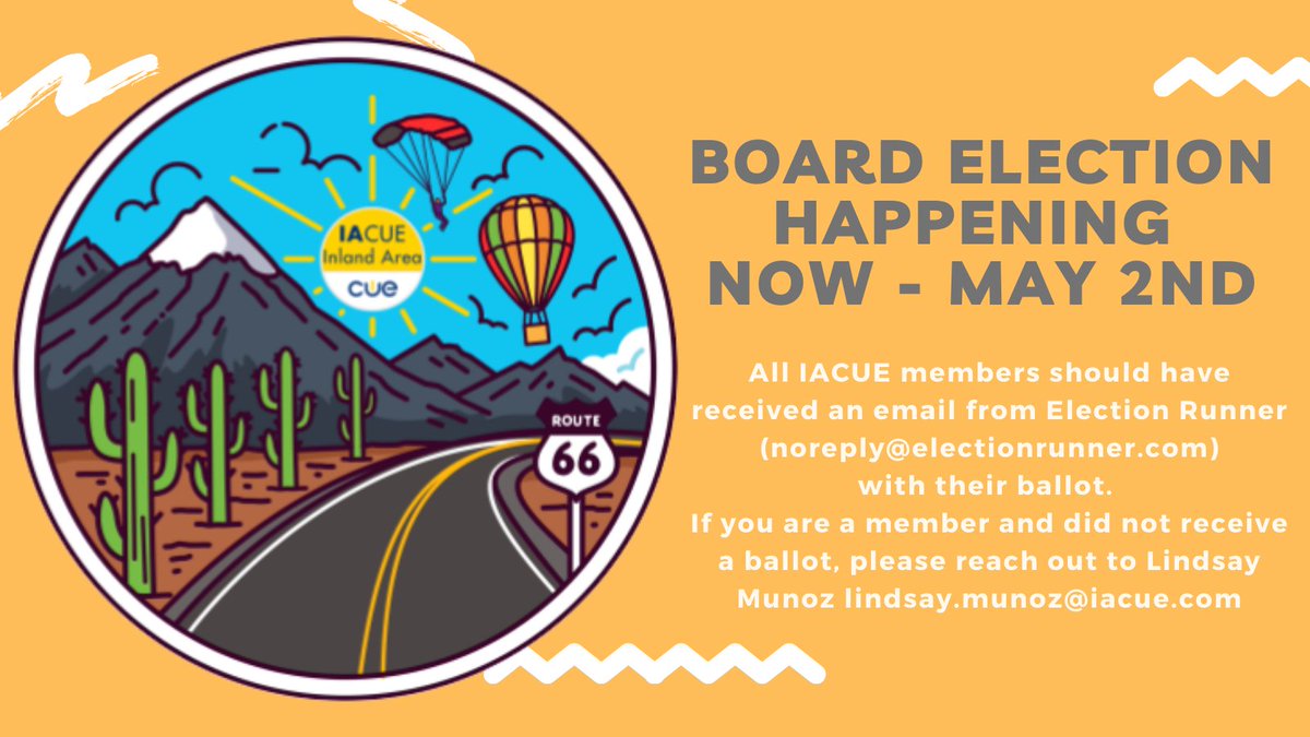 Hey @IACUE members! Our election is LIVE 🎉 If you do not see an email from Election Runner with your ballot be sure to reach out. #IACUE