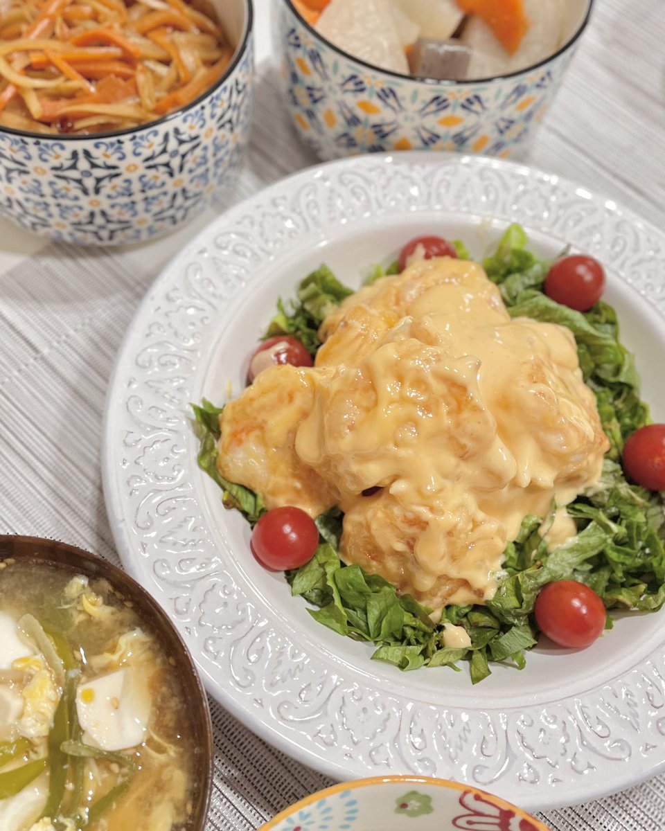 得意料理はえびまよ🍤🧡
(↑と言うとモテるよ！ってお料理教室の先生が昔言っていたのでそうしている♡)