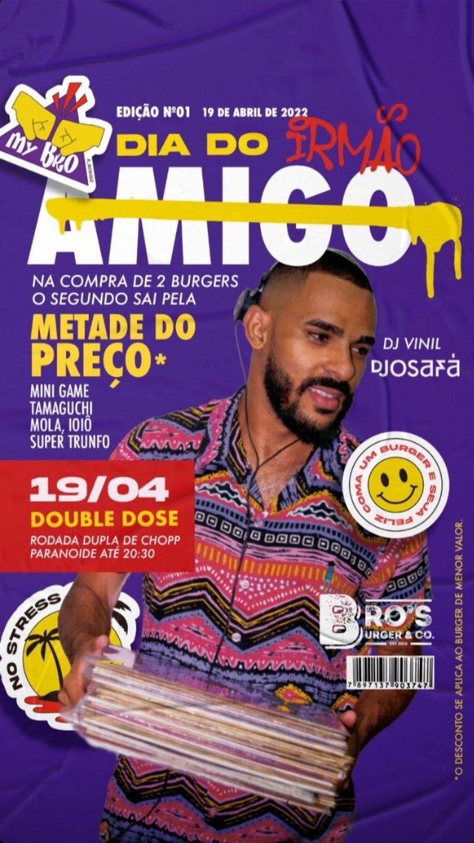 djjosafa1's tweet photo. Friozin, boombap, r&amp;b, promoção de hamburguer e chopp.

Terça-feira é Bro's Burguer VR! https://t.co/OR8k9wseJa